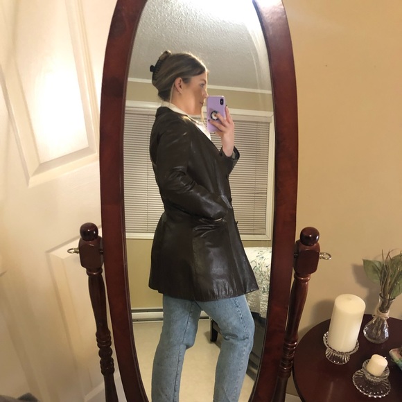 ✿ 90’s Danier Brown Leather Jacket Size 6 - Picture 4 of 7